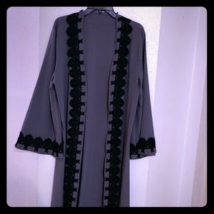 Open front gray modern abaya